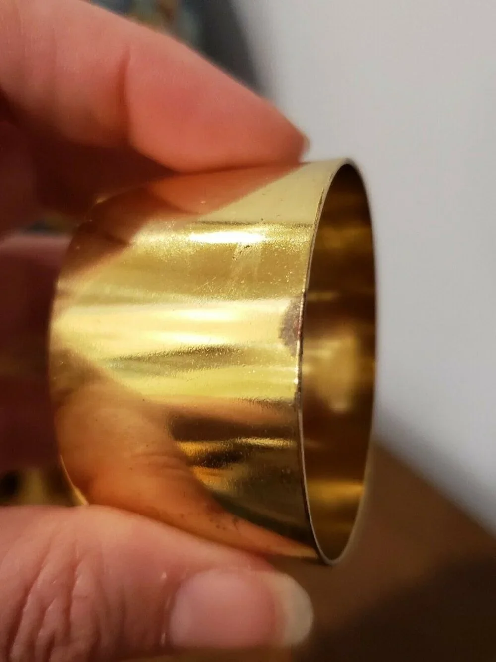 Vintage Slanted Brass Napkin Rings Lot Set of 4 READ